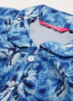 Blue Muslin Printed Mini Dress Party Wear -C Bazaar Shop Blue Muslin Printed Mini Dress DRBS02208444 rrc1