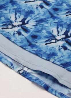 Blue Muslin Printed Mini Dress Party Wear -C Bazaar Shop Blue Muslin Printed Mini Dress DRBS02208444 rrc4