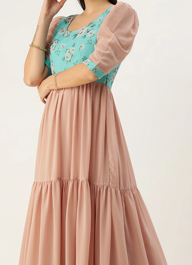 Blue N Grey Digital Printed Dress Festive Wear 1 Blue N Grey Digital Printed Dress Festive Wear