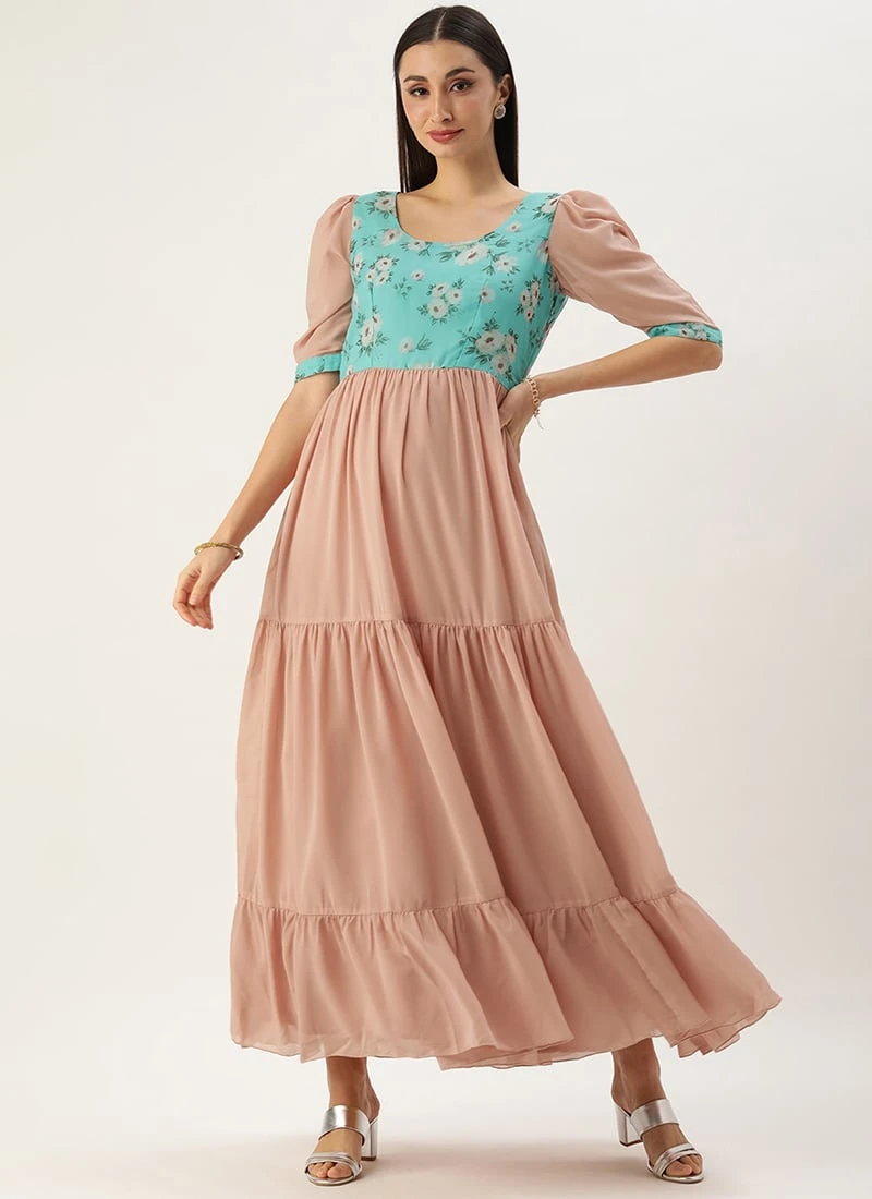 Blue N Grey Digital Printed Dress Festive Wear 3 Blue N Grey Digital Printed Dress Festive Wear - Image 3