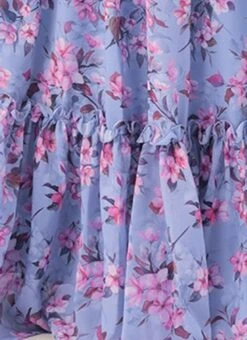 Blue N Pink Digital Printed Georgette Tiered Dress After Six Wear Festive Wear -C Bazaar Shop Blue N Pink Digital Printed Georgette Tiered Dress DRBS02104273 rrc3 1