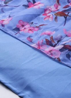 Blue N Pink Digital Printed Georgette Tiered Dress After Six Wear Festive Wear -C Bazaar Shop Blue N Pink Digital Printed Georgette Tiered Dress DRBS02104273 rrc4 1