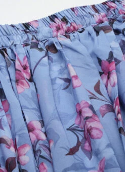 Blue N Pink Digital Printed Georgette Tiered Skirt Festive Wear -C Bazaar Shop Blue N Pink Digital Printed Georgette Tiered Skirt WBBS02012681 rrc2