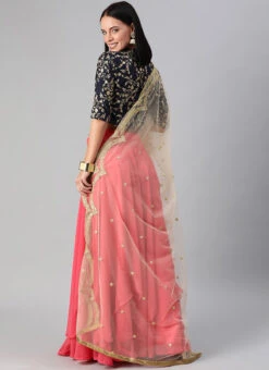 Blue N Pink Embroidered Layered Lehenga Party Wear -C Bazaar Shop Blue N Pink Embroidered Layered Lehenga GHBS01912013 b