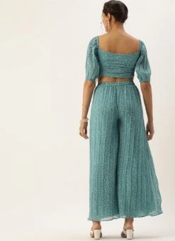 Bottom From Blue N White Printed Pleated Georgette Co-ords After Six Wear 11 Bottom From Blue N White Printed Pleated Georgette Co-ords After Six Wear -C Bazaar Shop Blue N White Printed Pleated Georgette Co ords IWBS02211100 b