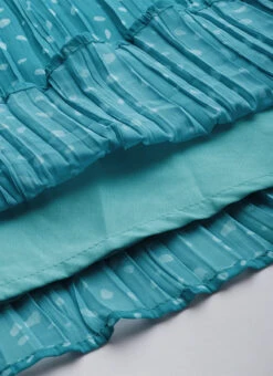 Blue N White Printed Pleated Georgette Jumpsuit Festive Wear After Six Wear -C Bazaar Shop Blue N White Printed Pleated Georgette Jumpsuit DRBS02211146 rrc3