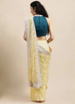 Blue N Yellow Embroidered Half N Half Saree Party Wear -C Bazaar Shop Blue N Yellow Embroidered Half N Half Saree SABS02110837 b