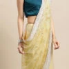 Blue N Yellow Embroidered Half N Half Saree Party Wear