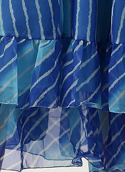 Blue Organza Printed Dress Party Wear -C Bazaar Shop Blue Organza Printed Dress DRBS02205967 rrc4