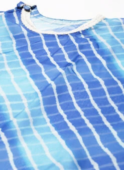 Blue Organza Printed Kaftan Dress Festive Wear 12 Blue Organza Printed Kaftan Dress Festive Wear -C Bazaar Shop Blue Organza Printed Kaftan Dress DRBS02204783 rrc1