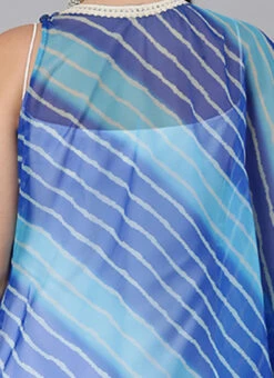 Blue Organza Printed Kaftan Dress Festive Wear 14 Blue Organza Printed Kaftan Dress Festive Wear -C Bazaar Shop Blue Organza Printed Kaftan Dress DRBS02204783 rrc3