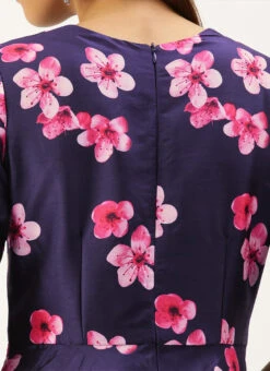 Blue Printed Art Silk Fit And Flare Dress After Six Wear -C Bazaar Shop Blue Printed Art Silk Fit And Flare Dress DRBS02203484 rrc2