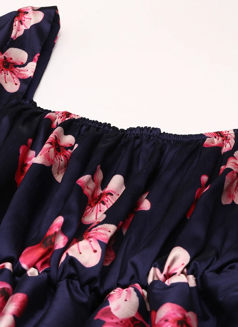 Blue Printed Art Silk Dress Festive Wear 5 Blue Printed Art Silk Dress Festive Wear - Image 5