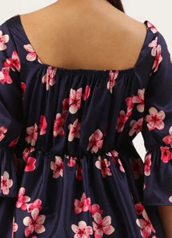 Blue Printed Art Silk Dress Festive Wear 13 Blue Printed Art Silk Dress Festive Wear -C Bazaar Shop Blue Printed Art Silk Maxi Dress DRBS02205037 rrc2