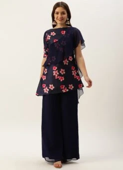 Blue Printed Kurta Set After Six Wear -C Bazaar Shop Blue Printed Kurta Set KSBS02205946 u