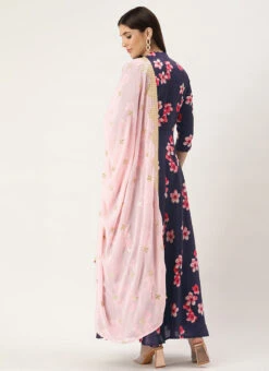Blue Printed N Mauve Georgette Anarkali Suit Festive Wear -C Bazaar Shop Blue Printed N Mauve Georgette Anarkali Suit SLBS02202322 b