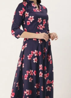 Blue Printed N Mauve Georgette Anarkali Suit Festive Wear