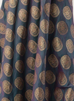 Blue Taffeta Jacquard Half Circular Dress Festive Wear -C Bazaar Shop Blue Taffeta Jacquard Half Circular Dress DRBS02204663 rrc4