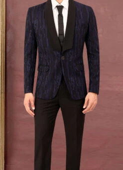 Blue Terry Rayon Lapel Suits