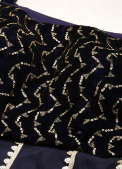 Blue Velvet Embroidered Gown With Dupatta Party Wear -C Bazaar Shop Blue Velvet Embroidered Gown With Dupatta IWBS02212536 rrc1