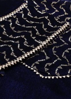 Dupatta From Blue Velvet Embroidered Straight Pant Suit After Six Wear -C Bazaar Shop Blue Velvet Embroidered Straight Pant Suit SLBS02211067 rrc1 2