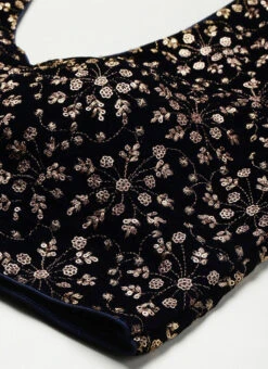 Blue Velvet N Peach Embroidered Pleated Lehenga Wedding Wear -C Bazaar Shop Blue Velvet N Peach Embroidered Pleated Lehenga GHBS02008816 rrc1