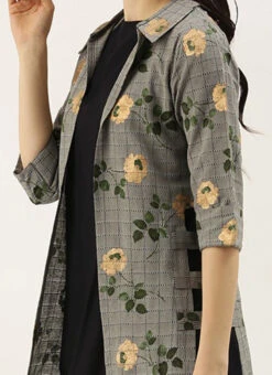 Boat Neck Black Rayon Printed Top N Jacket Set After Six Wear