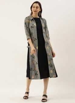 Boat Neck Black Rayon Printed Top N Jacket Set After Six Wear -C Bazaar Shop Boat Neck Black Rayon Printed Top N Jacket Set IWBS02012522 u