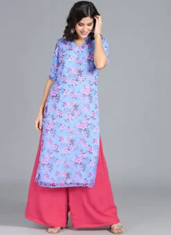 Ethnovog Blue Wide Leg Pant Suit After Six Wear 9 Ethnovog Blue Wide Leg Pant Suit After Six Wear -C Bazaar Shop Bollywood Vogue Blue Customised Wide Leg Pant Suit IWBV01906410 u