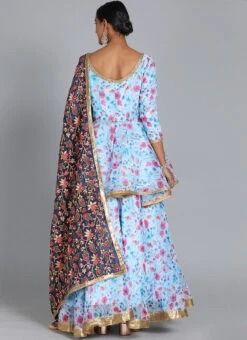 Ethnovog Blue Lehenga Set Festive Wear -C Bazaar Shop Bollywood Vogue Custom Made Blue Lehenga Set GHBV01904048 b