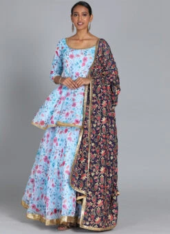 Ethnovog Blue Lehenga Set Festive Wear -C Bazaar Shop Bollywood Vogue Custom Made Blue Lehenga Set GHBV01904048 u