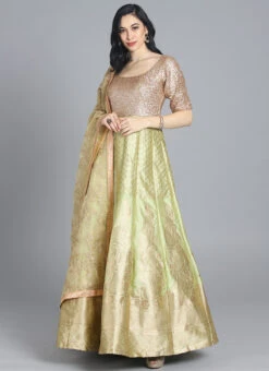 Ethnovog Green Anarkali Suit Wedding Wear 7 Ethnovog Green Anarkali Suit Wedding Wear -C Bazaar Shop Bollywood Vogue Custom Made Green Anarkali Suit SLBV01903852 u