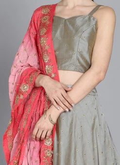 Ethnovog Grey Lehenga Choli Wedding Wear