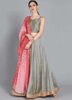 Ethnovog Grey Lehenga Choli Wedding Wear 10 Ethnovog Grey Lehenga Choli Wedding Wear -C Bazaar Shop Bollywood Vogue Customised Grey Lehenga Choli GHBV01904091 u