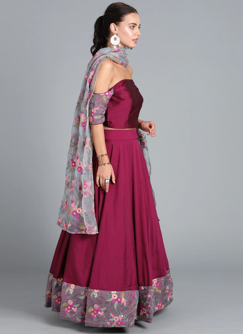 BollywoodVogue Off Shoulder Lehenga Set Party Wear 1 BollywoodVogue Off Shoulder Lehenga Set Party Wear