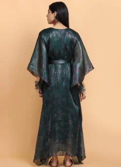 Bottle Green Handpainted Kaftan Set Party Wear 7 Bottle Green Handpainted Kaftan Set Party Wear -C Bazaar Shop Bottle Green Handpainted Kaftan set KFDASCT142 b