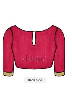 Bright Pink Art Silk Blouse Work Wear -C Bazaar Shop Bright Pink Art Silk Blouse BLBS1801454 b