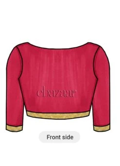 Bright Pink Art Silk Blouse Work Wear -C Bazaar Shop Bright Pink Art Silk Blouse BLBS1801454 u