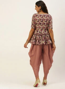 Brown Dhoti Jumpsuit With Embroidered Jacket Festive Wear Party Wear -C Bazaar Shop Brown Dhoti Jumpsuit With Embroidered Jacket IWBS02208540 b