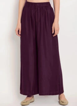Wine Rayon Palazzo Pant Work Wear -C Bazaar Shop Brown Rayon Palazzo pant WBDMF639 u