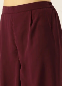 Burgundy Georgette N Yellow Printed Viscose Gown After Six Wear Festive Wear -C Bazaar Shop Burgundy Georgette N Yellow Printed Viscose Gown KSBS02110965 rrc3