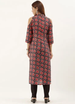 Collar Neck Multicoloured Straight Pant Kurta Set After Six Wear -C Bazaar Shop Collar Neck Multicoloured Straight Pant Kurta Set KSBS02001398 b