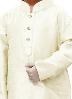 Cream Art Dupion Silk Kurta Pyjama
