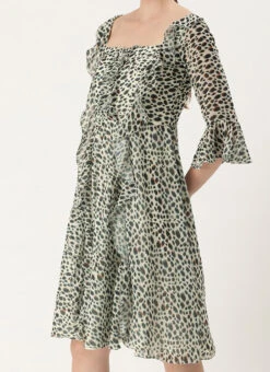 Cream Georgette Digital Printed Dress Party Wear