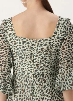 Cream Georgette Digital Printed Dress Party Wear -C Bazaar Shop Cream Georgette Digital Printed Dress DRBS02209615 rrc2