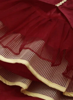 Dupatta From Cream Georgette Embroidered Maroon Kali Lehenga After Six Wear -C Bazaar Shop Cream Georgette Embroidered Maroon Kali Lehenga GHBS02211088 rrc4