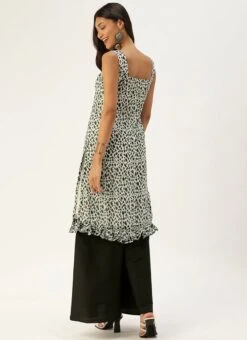 Cream N Black Georgette Digital Print Kurta Set After Six Wear -C Bazaar Shop Cream N Black Georgette Digital Print Kurta Set KSBS02104190 b