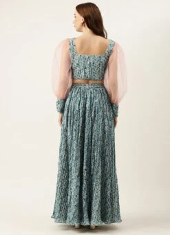 Skirt From Cream N Blue Printed Chinon Skirt Set After Six Wear 11 Skirt From Cream N Blue Printed Chinon Skirt Set After Six Wear -C Bazaar Shop Cream N Blue Printed Chinon Skirt Set IWBS02301022 b