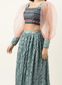 Skirt From Cream N Blue Printed Chinon Skirt Set After Six Wear