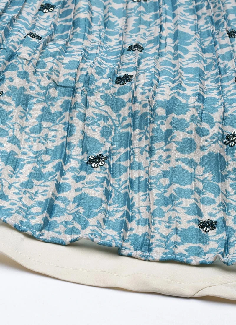 Skirt From Cream N Blue Printed Chinon Skirt Set After Six Wear 8 Skirt From Cream N Blue Printed Chinon Skirt Set After Six Wear - Image 8